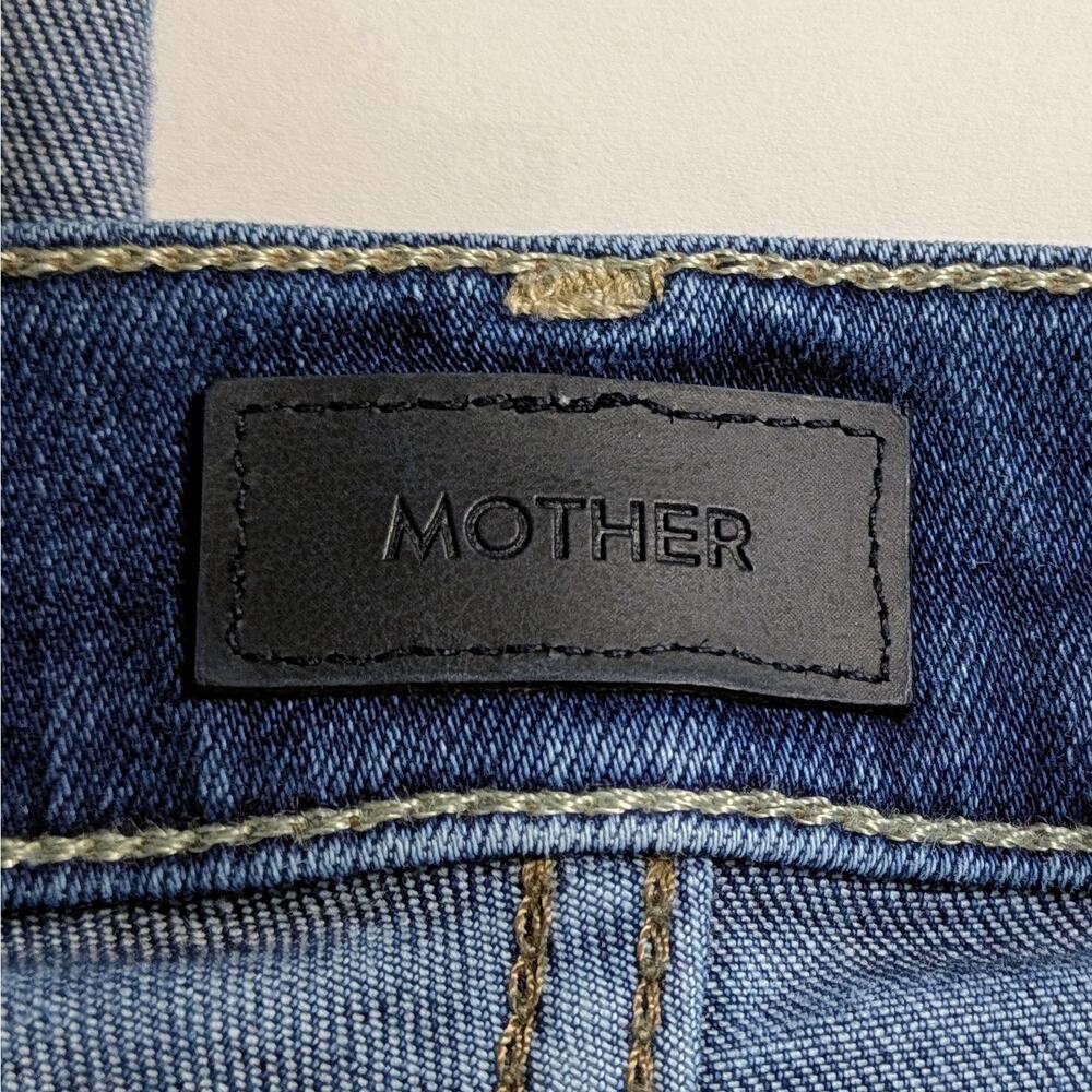 MOTHER Hustler Roller Heel 24 Blue High Rise Wide Leg Clean Hem Full Length 31" - Picture 14 of 15